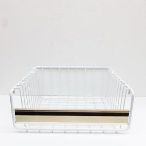 Whirlpool Refrigerator Freezer Basket White Gold Metal Trim Vintage 15x12x4.5